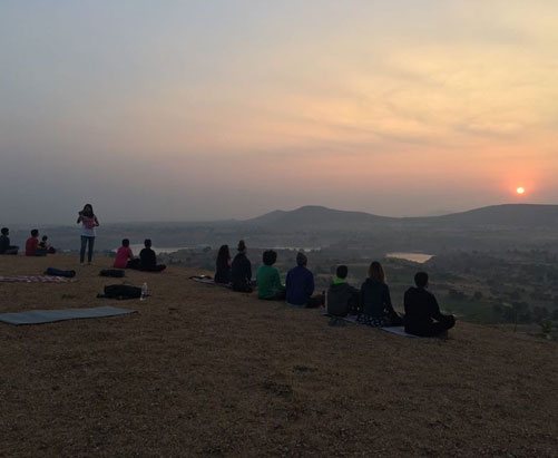 TTC Students Enjoying Sunset at YogaPoint-Yoga Vidya Dham