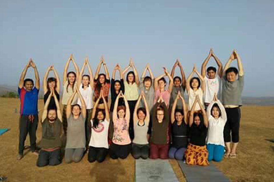 Yoga Students Enjoying Mountain Yoga at YogaPoint-Yoga Vidya Dham during Yoga Teacher Training Program